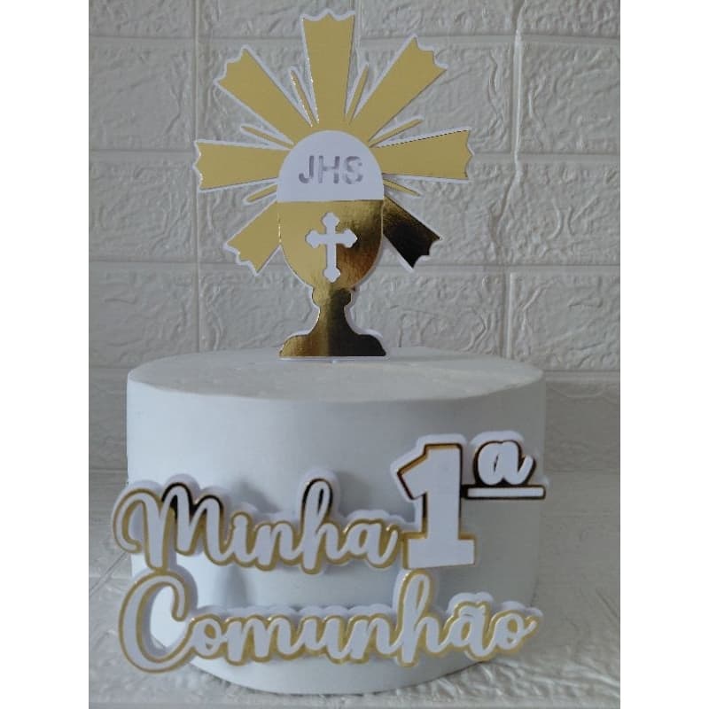 Topo de Bolo Primeira Comunhão Personalizado | Decoração Primeira Comunhão