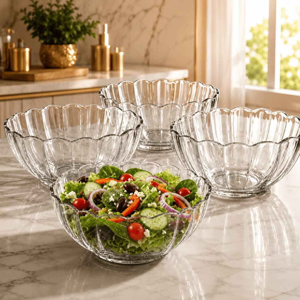Kit Conjunto De Bowl De Vidro Ensaladeira Cozinha Salada Tigela Cumbuca Caldo Saladeira