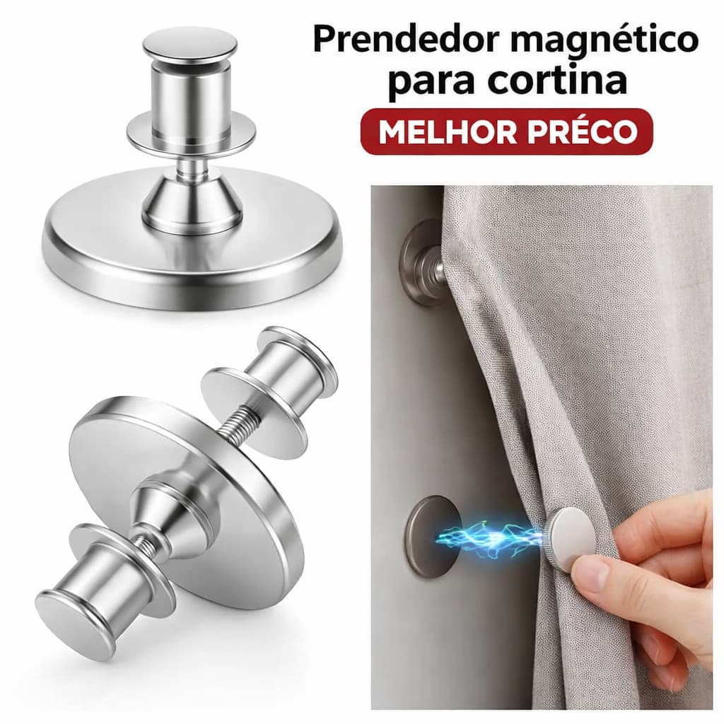 Prendedor Magnético para Cortina Sem Furos, Fácil Instalação, Alta Fixação