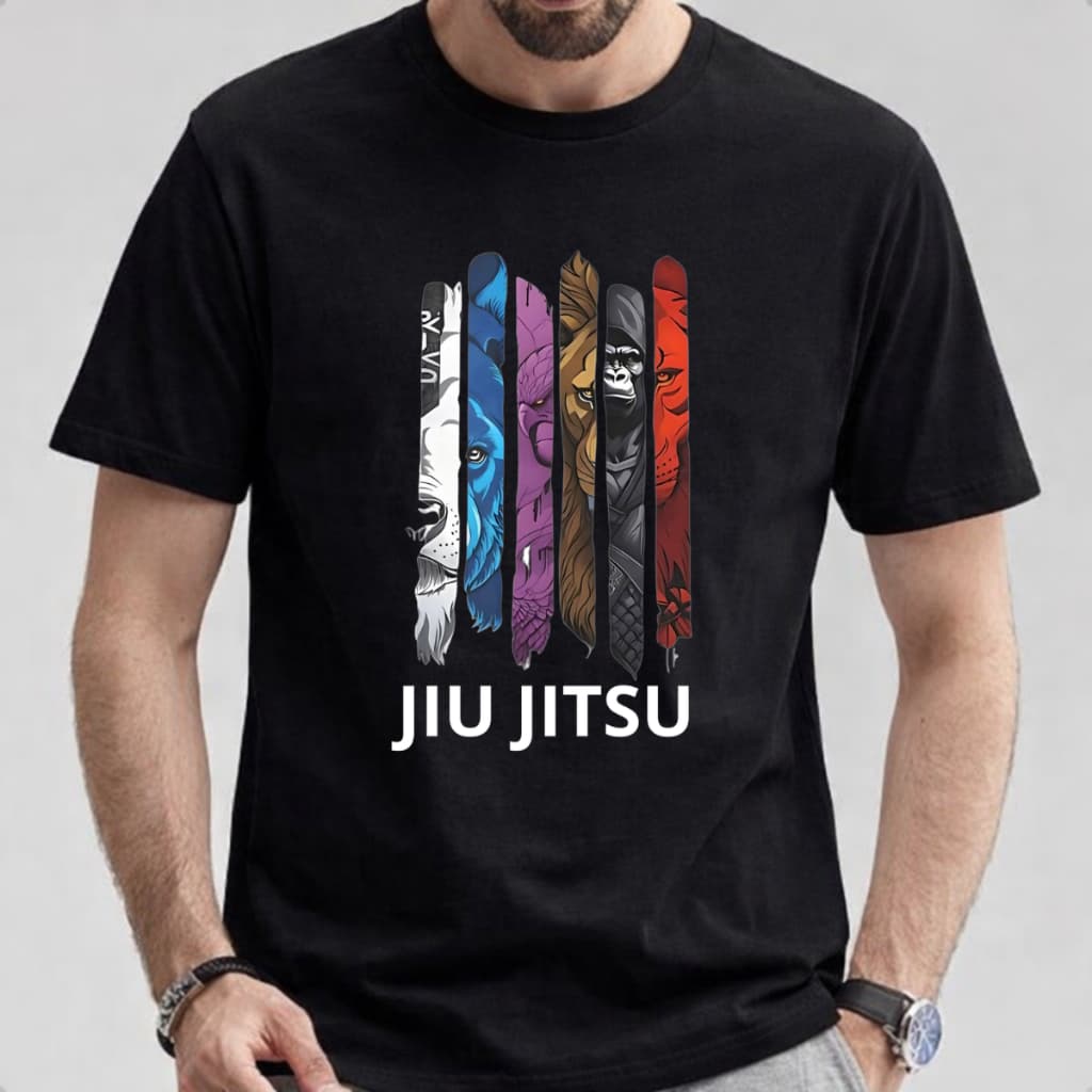 Camiseta Jiu-Jitsu Masculino Faixas Luta Animais Adulto 100% Algodão Premium