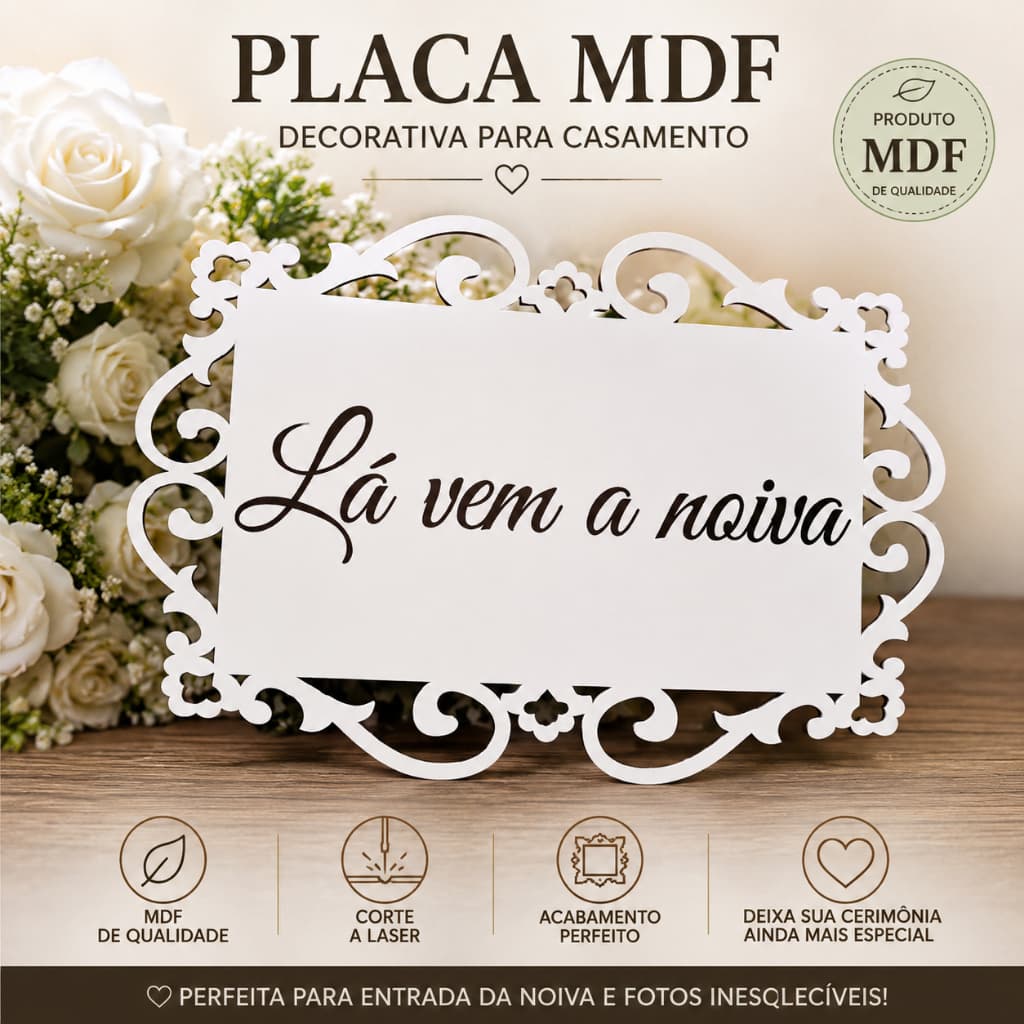 Placa para casamento personalizada 44x30 em mdf branco de 3mm