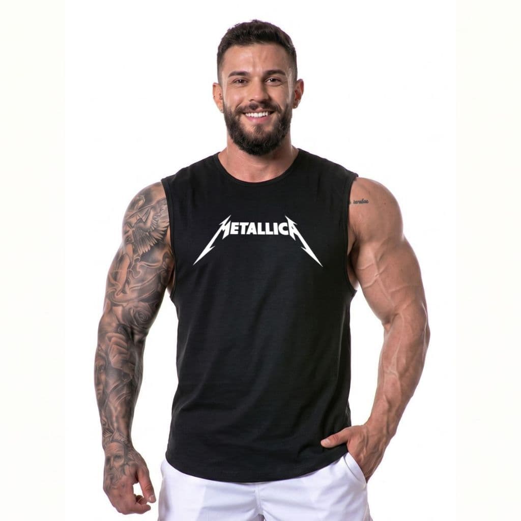 Regata Banda Rock Metallica Camiseta Sem Manga Machão Longline
