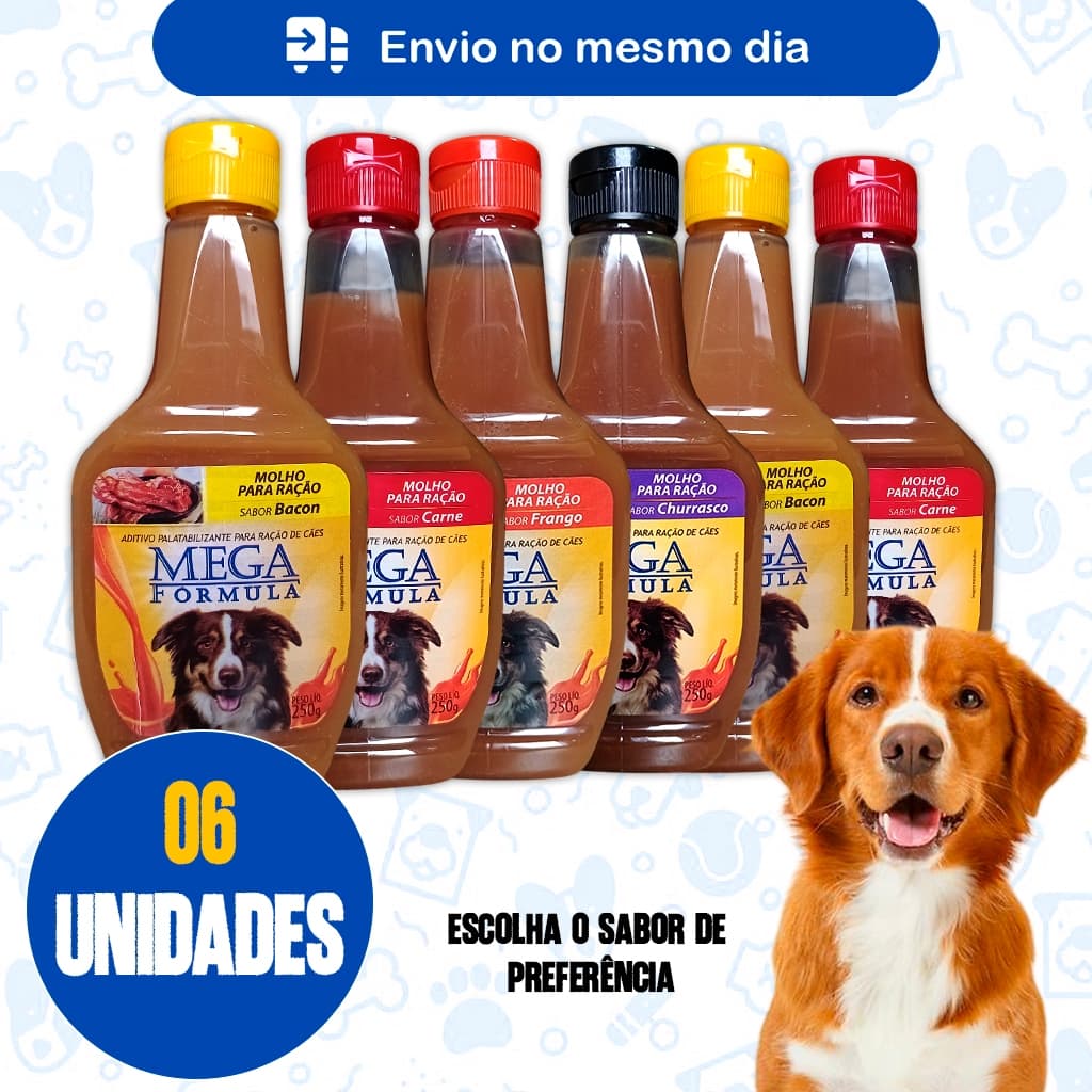 Kit6 Molho Petisco Para Raçao Cachorro Alimento Todos Tamanhos e Todas As Raças