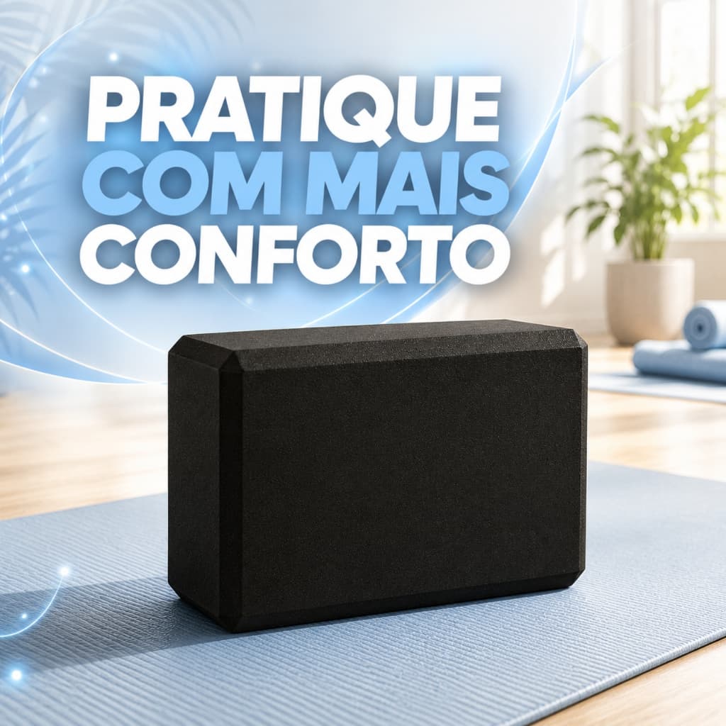 Tijolo De Yoga EVA Preto Antiderrapante Alta Densidade Para Pilates Alongamento Meditação Funcional