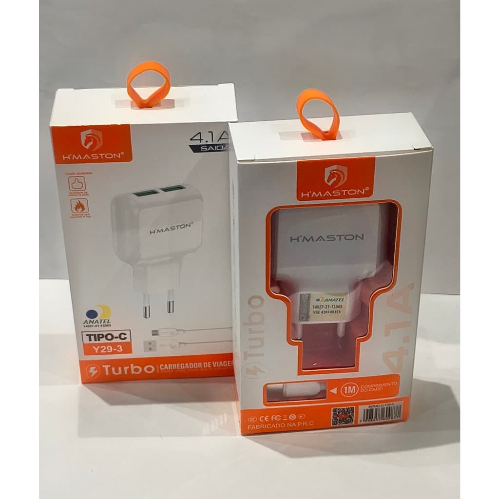 🔋 Carregador Turbo H’Maston Y29-3 tipo-C USB 4.1A 🔋