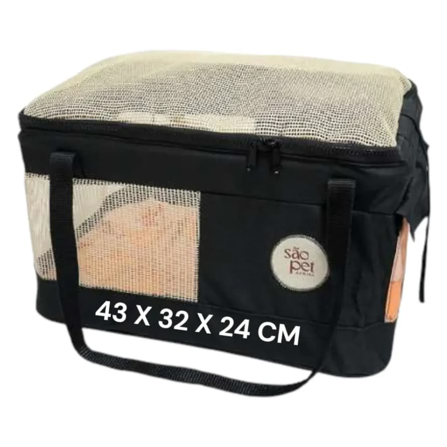 Bolsa Transporte Aerial Aérea Pet Cães Cachorros Gatos Gl Preto