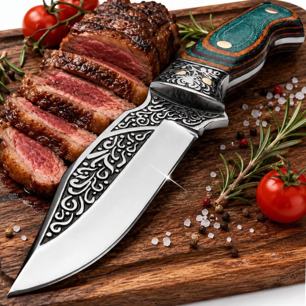 Faca Boiadeiro 30cm Aço Forjado Cabo Madeira Bainha Churrasco Rancho Corte Profissional