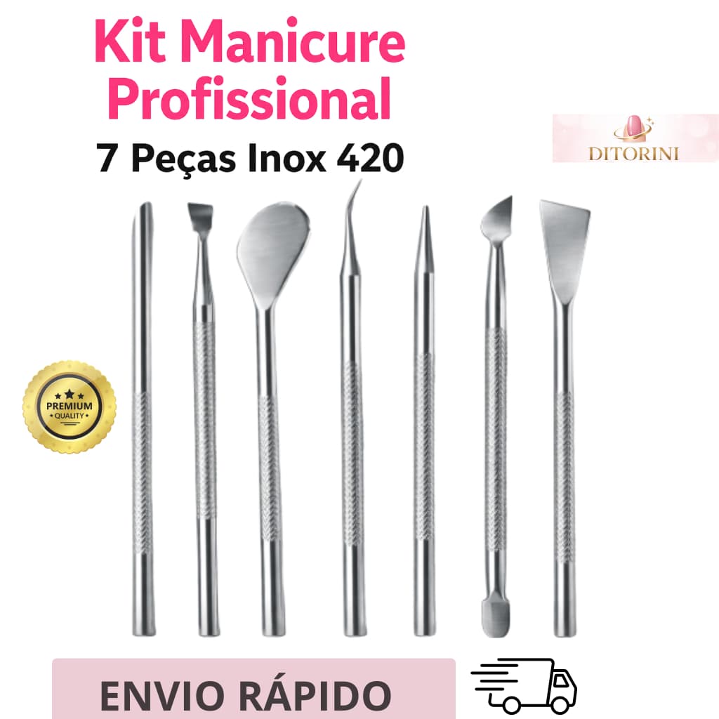 Kit Instrumental Podologia Inox 7 Peças Desencravador Removedor de Calos