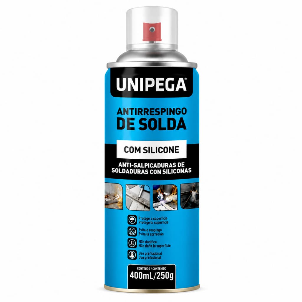 Antirrespingo De Solda Com Silicone 400ml Spray Anti Corrosão Unipega Profissional Proteção Soldagem