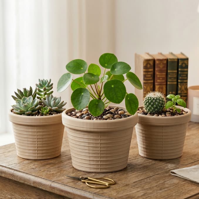 KIT com 3 Vasos Cachepot Decorativo Minimalista para Suculentas e Cactos