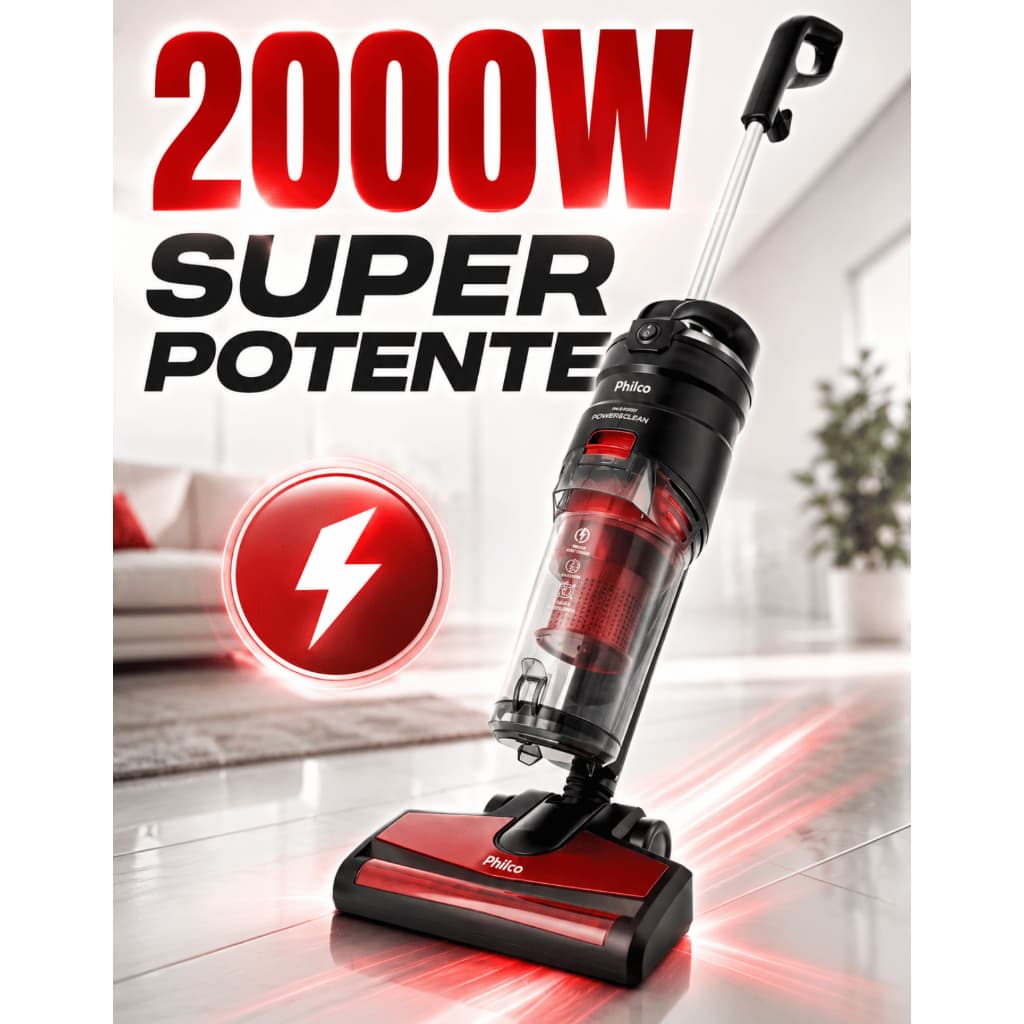 Aspirador De Pó Philco PAS4000V 2000W Vertical 2 Em 1 Portátil Filtro HEPA 2L 220v Potente Limpeza