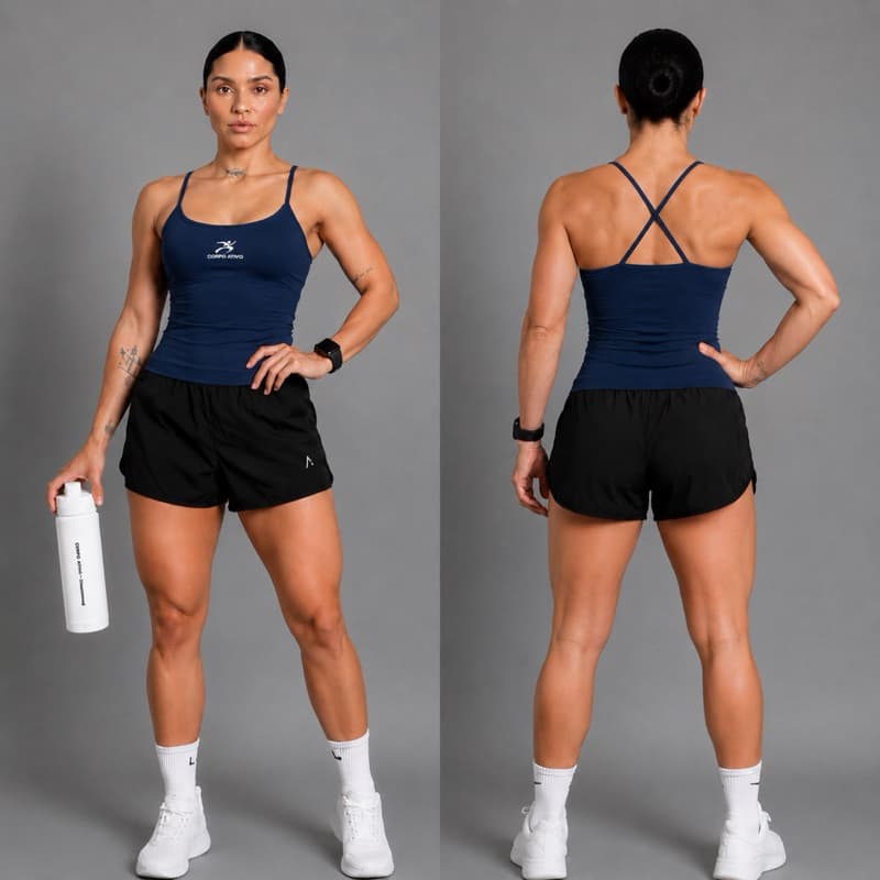 FITNESS Kit 2 Regata Fitness Feminina Alcinha Cruzada  Microfibra Lisa Toque Gelado Academia Corrida Esportivo