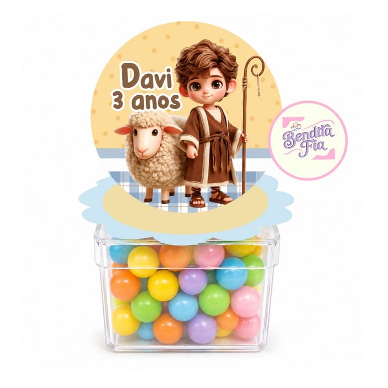 Kit Aplique 3D Davi Bíblico para Caixa Acrílica | Lembrancinha para Festa Infantil - Envio imediato