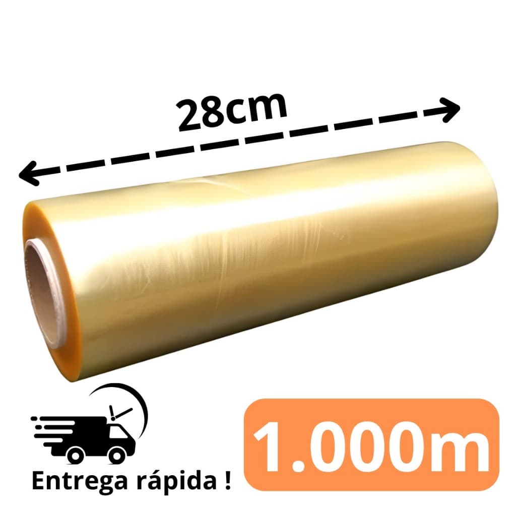 Rolo Bobina Plastico Filme Pvc Esticavel Resistente 28cm X 1000m