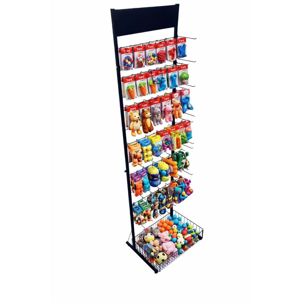 Display Expositor Encartelado 54 Ganchos 20cm Com Cesto