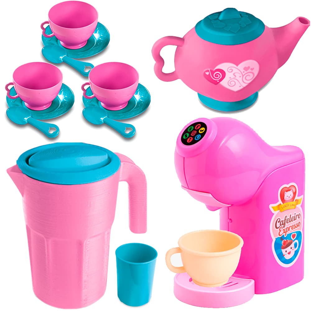 Kit Hora Do Café E Chá Divertido + Suco 11 Brinquedos Faz De Conta Brinquedo Altimar Playcooker