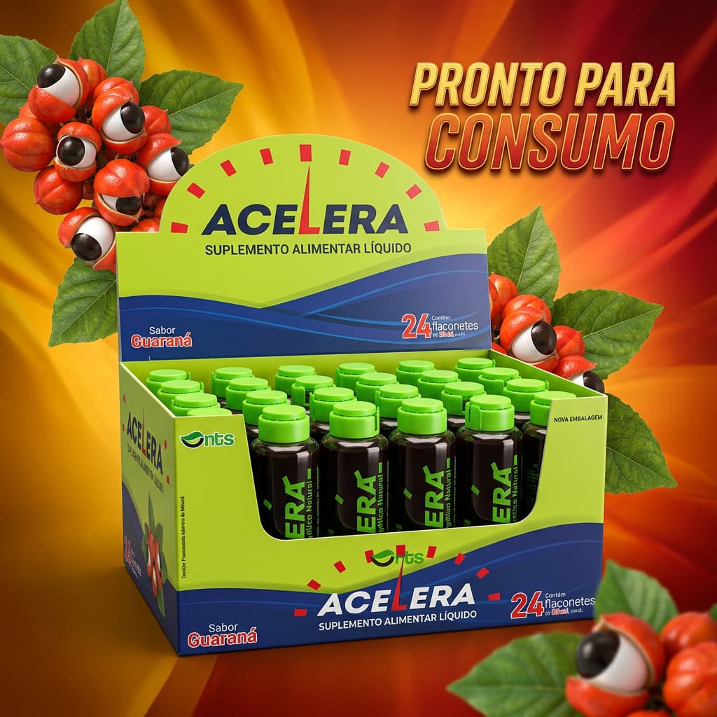 Acelera 24x20mL Flaconetes Cafeína Guaraná Estimulante Energético Pronto Para Consumo