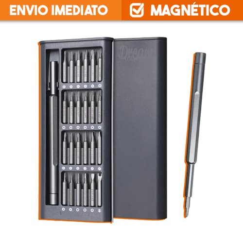 Jogo Kit Chaves Precisão 24 Peças Magnéticas para Celular Notebook Computador e Eletrônicos