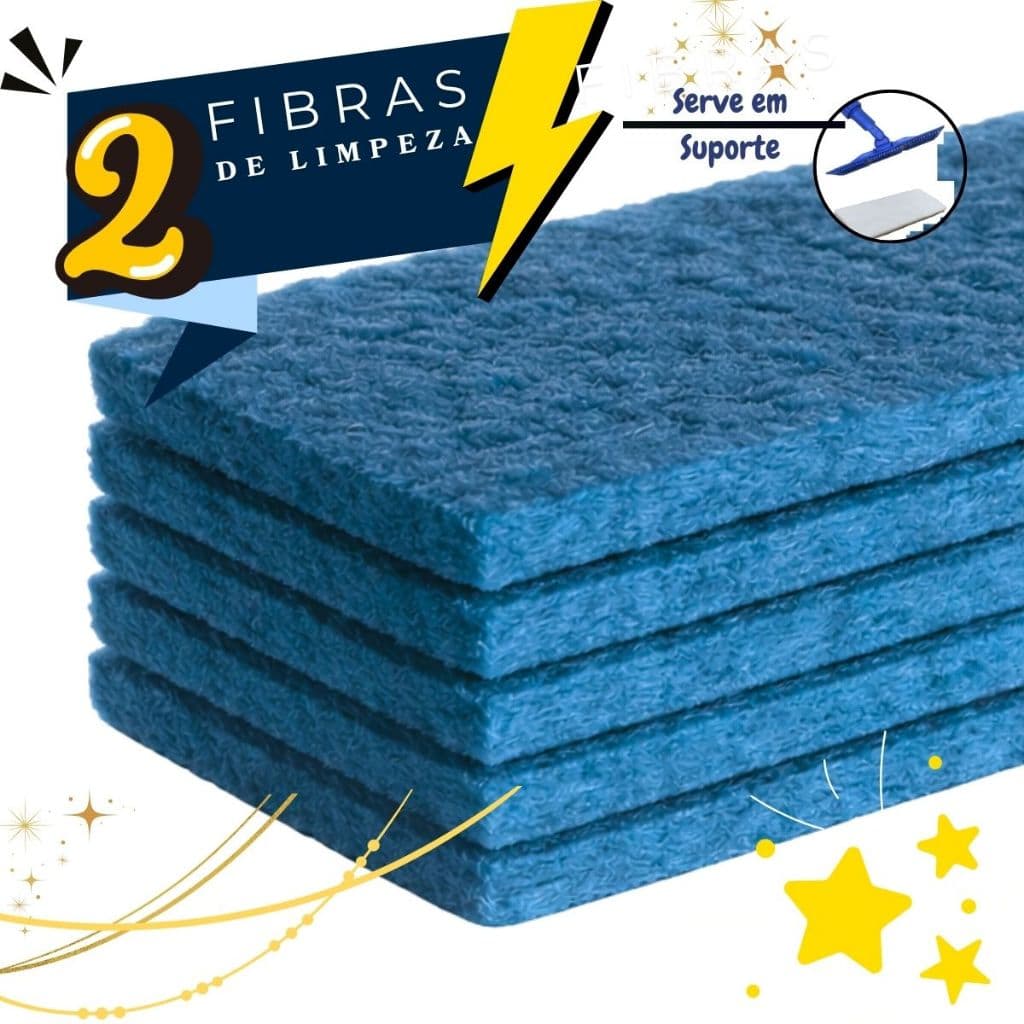 Kit 02 Fibra Azul Limpeza Leve Bucha Multiuso