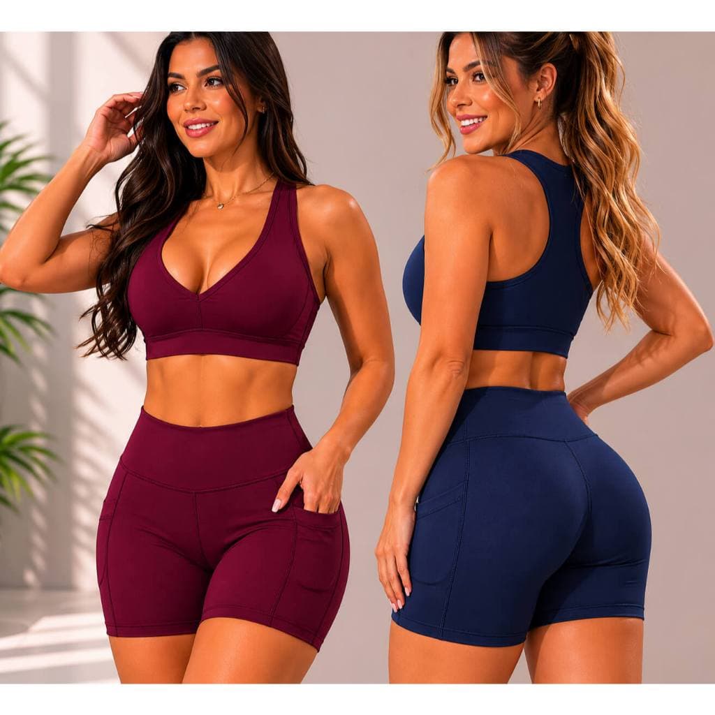 Kit 2 com peças Shorts Fitness Feminino Efeito Empina Bumbum Universo Fitness