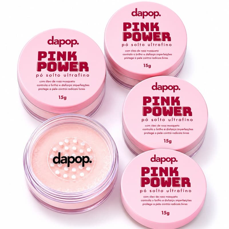 Pó Solto Pink Power Dapop 15g – Ultrafino com Rosa Mosqueta