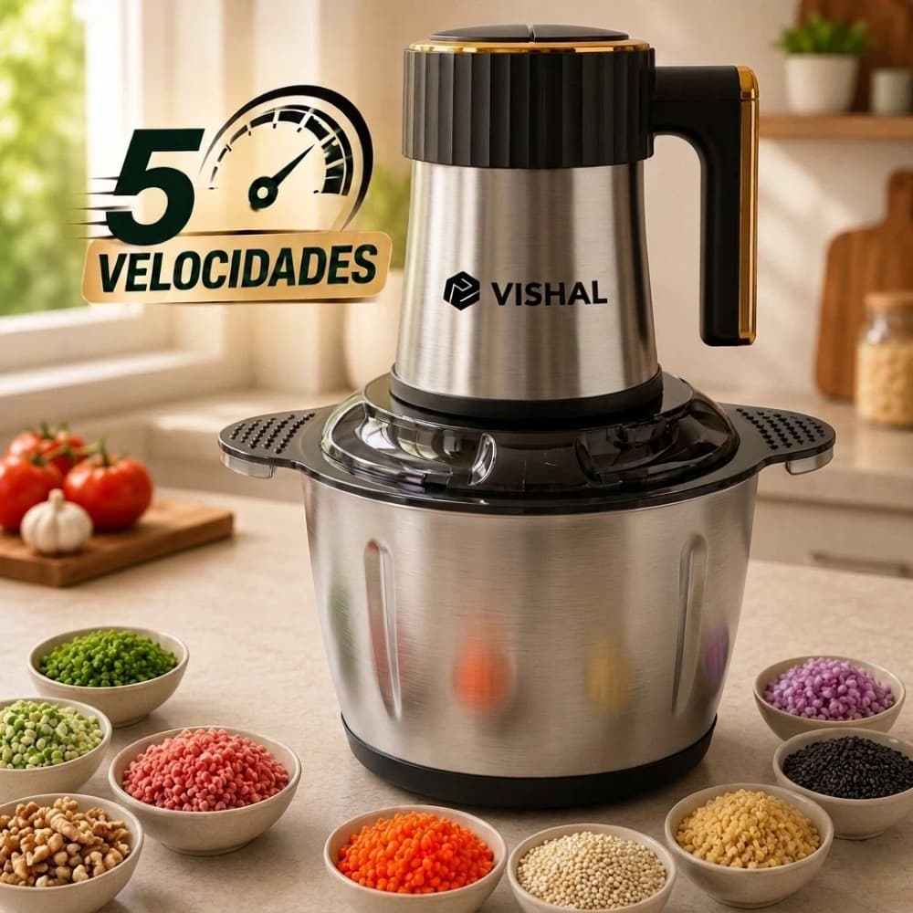 2/3 Litros Processador de Alimentos 5 Velocidades Bivolt - Picador e Triturador de Carne, Mixer Elétrico para Cozinha