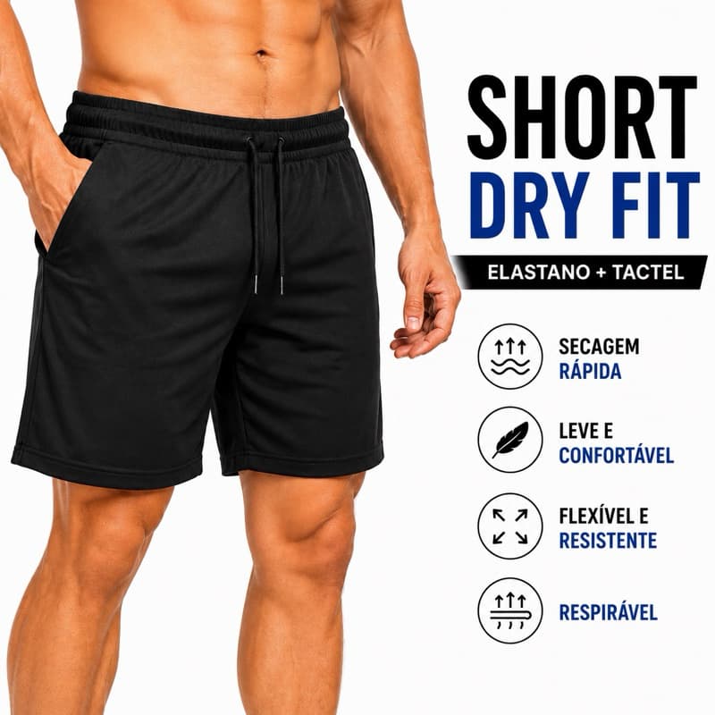 Short 2 em 1 Masculino Academia Corrida Treino Bolso Celular Fitness Premium
