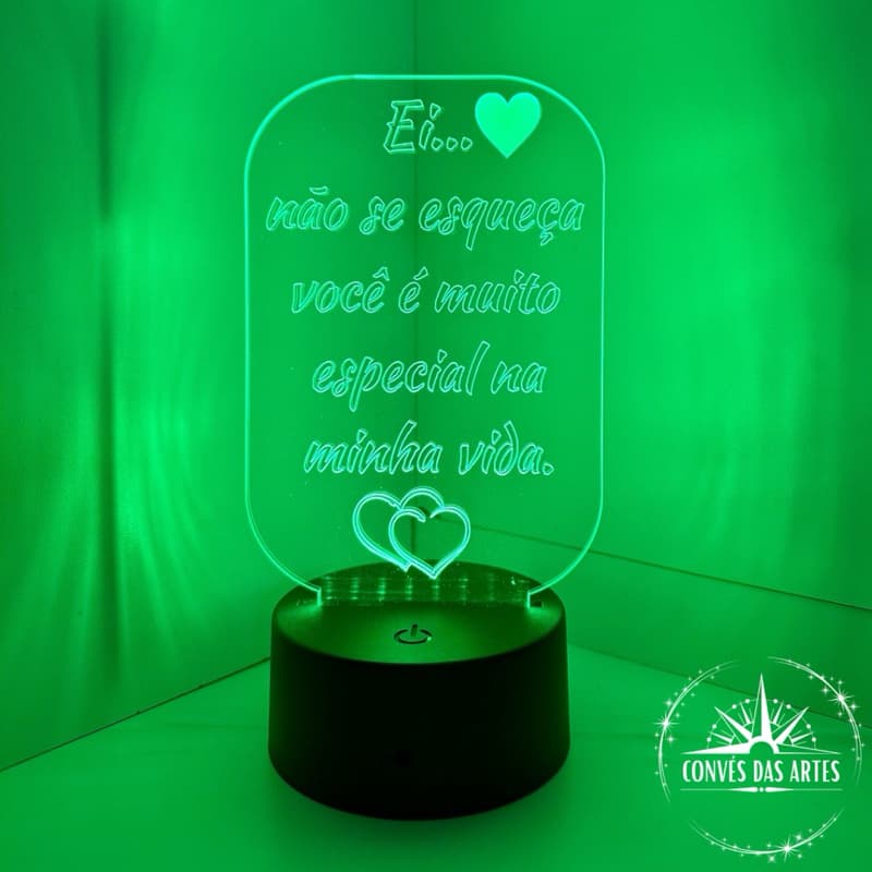 LUMINÁRIA LED PERSONALIZADA DIA DOS NAMORADOS COM FRASE E NOME PRESENTE ROMÂNTICO RGB Amor LOVE Criativo Especial