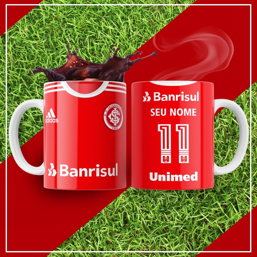Caneca Time de Futebol Inter nacional Colorado 325ml Personalize Seu Nome