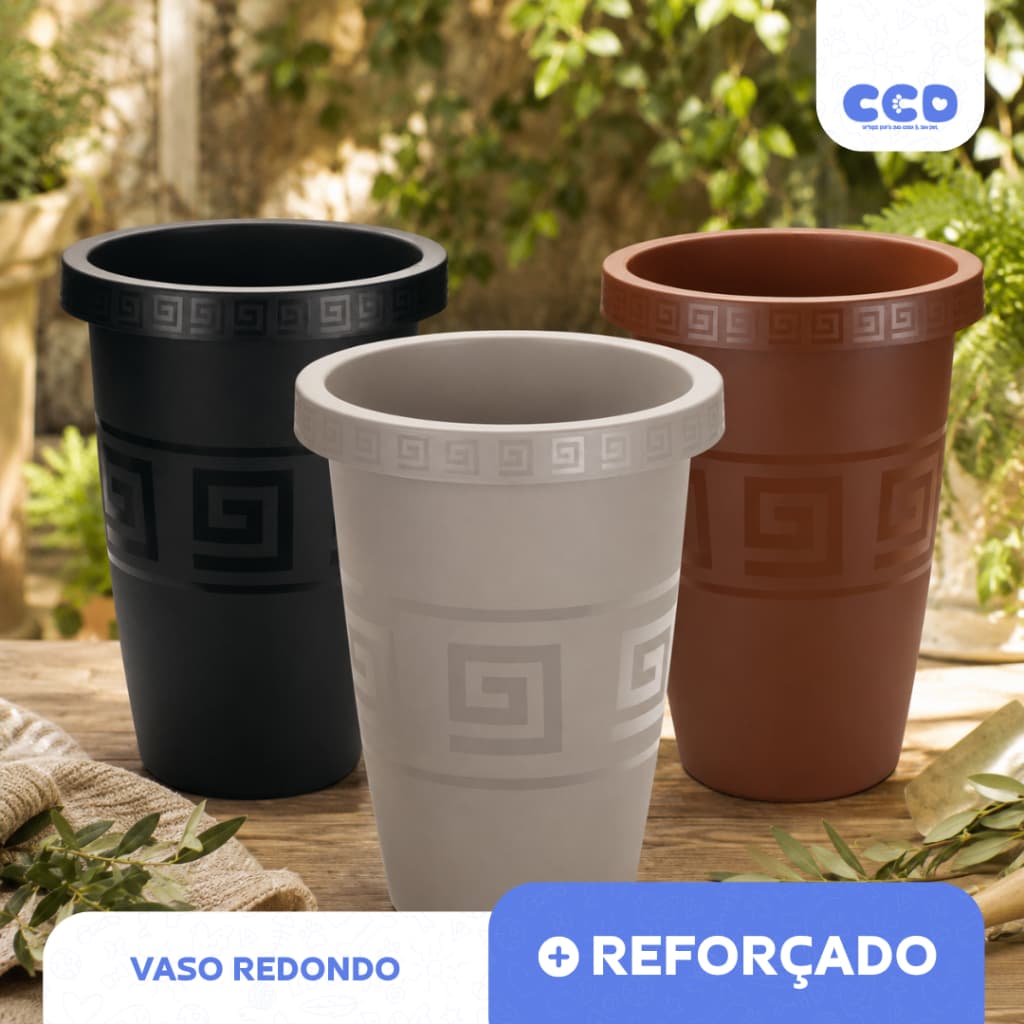 VASO GREGO REDONDO | PRETO, TERRACOTA OU AREIA