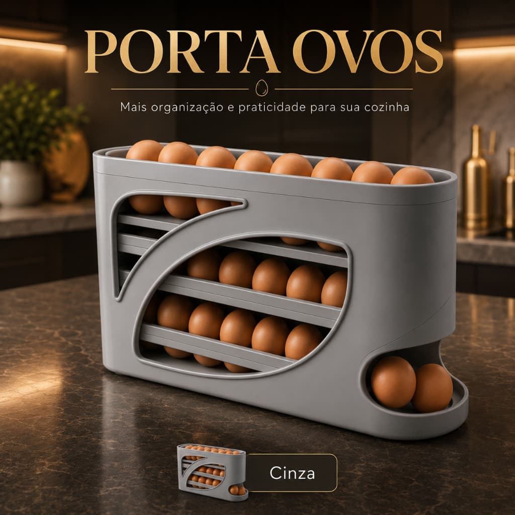 Porta Ovos Deslizante Organizador Para Geladeira De 4 Camadas Automática Rolantes