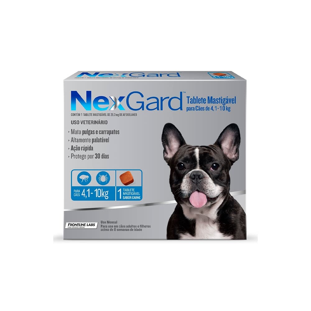 Antipulgas e Carrapatos NexGard para Cães de 4,1 a 10kg