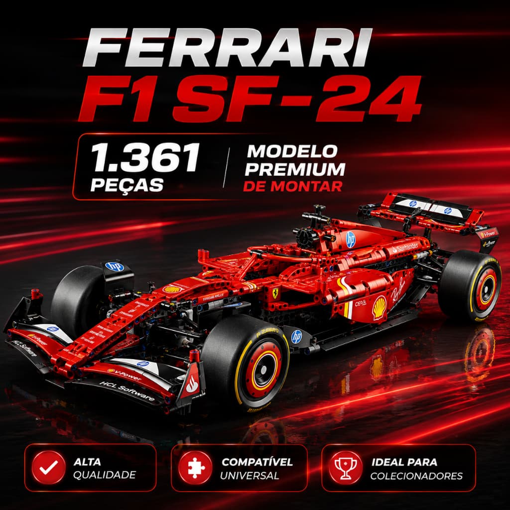 Ferrari F1 SF-24 Blocos De Montar 1.361 Peças Carro Fórmula 1 Premium Colecionável