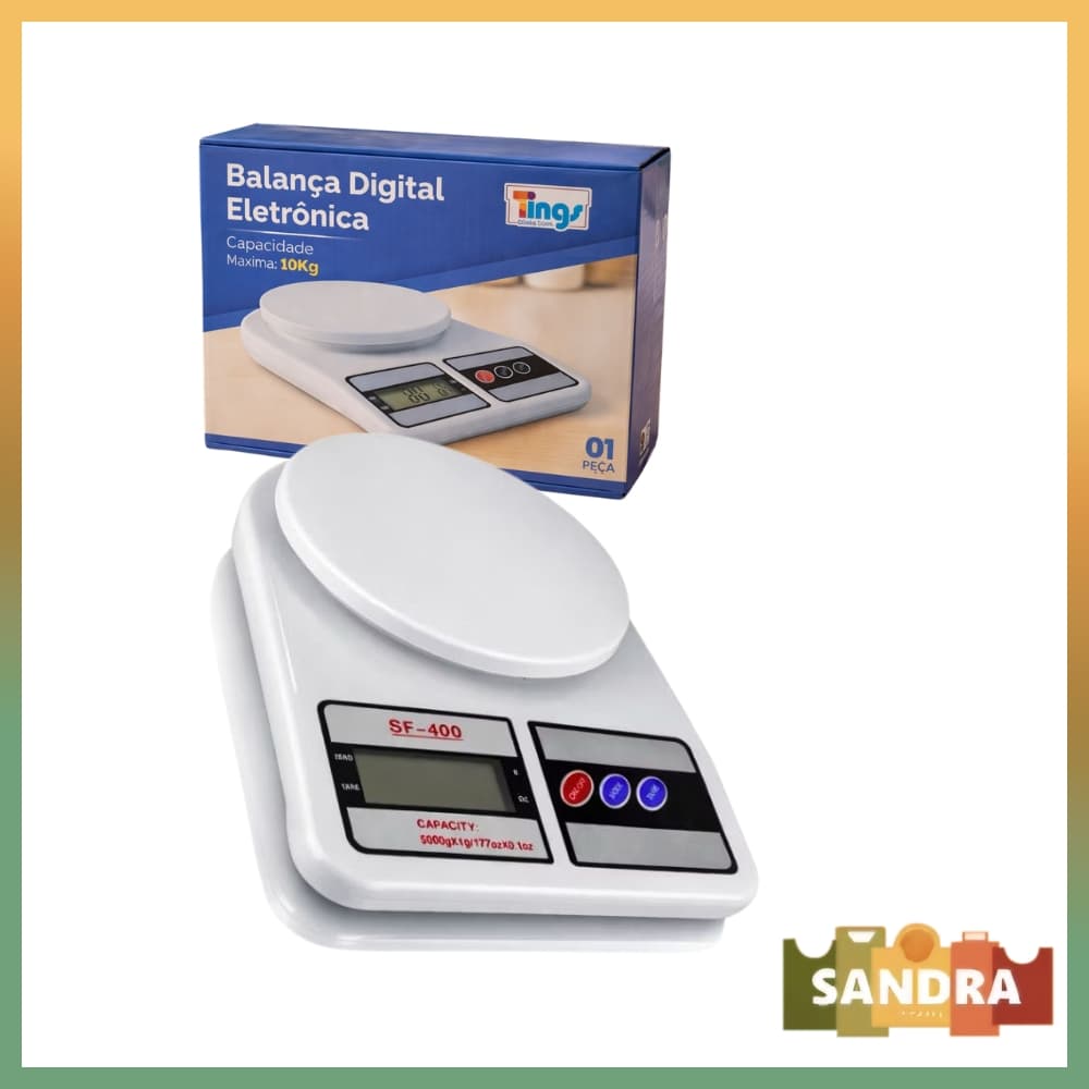 Balança Digital Alta Precisão até 10kg Cozinha Dieta Alimentos Nutrição Confeitaria Branca tings Grande