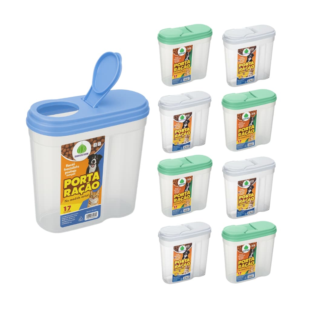 Porta Racao 1700 ml com Tampa Vedada Colorido Plastico Porta Sabao Cozinha e Graos Multiuso