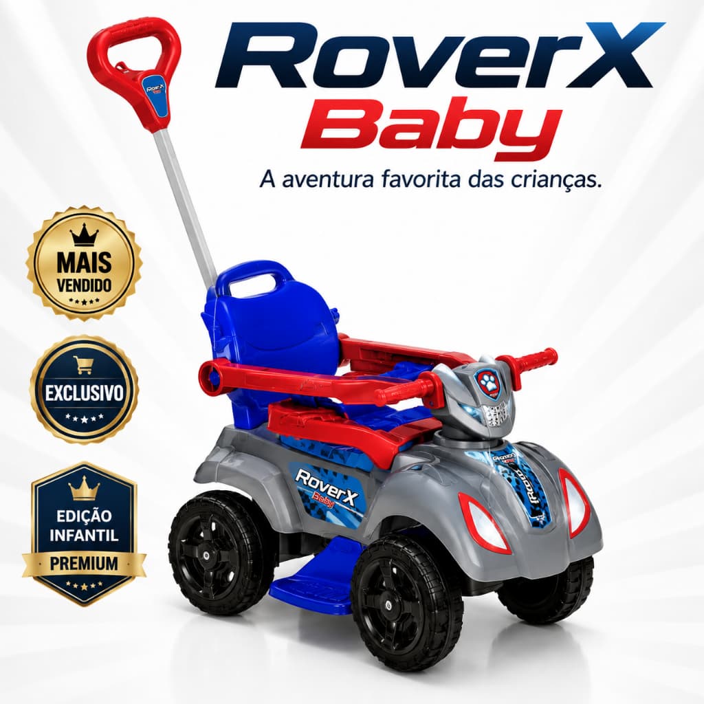 RoverX Supreme Carrinho Quadriciclo Infantil Com Haste Passeio Baby Menino Menina Patrulha Canina Homem Aranha