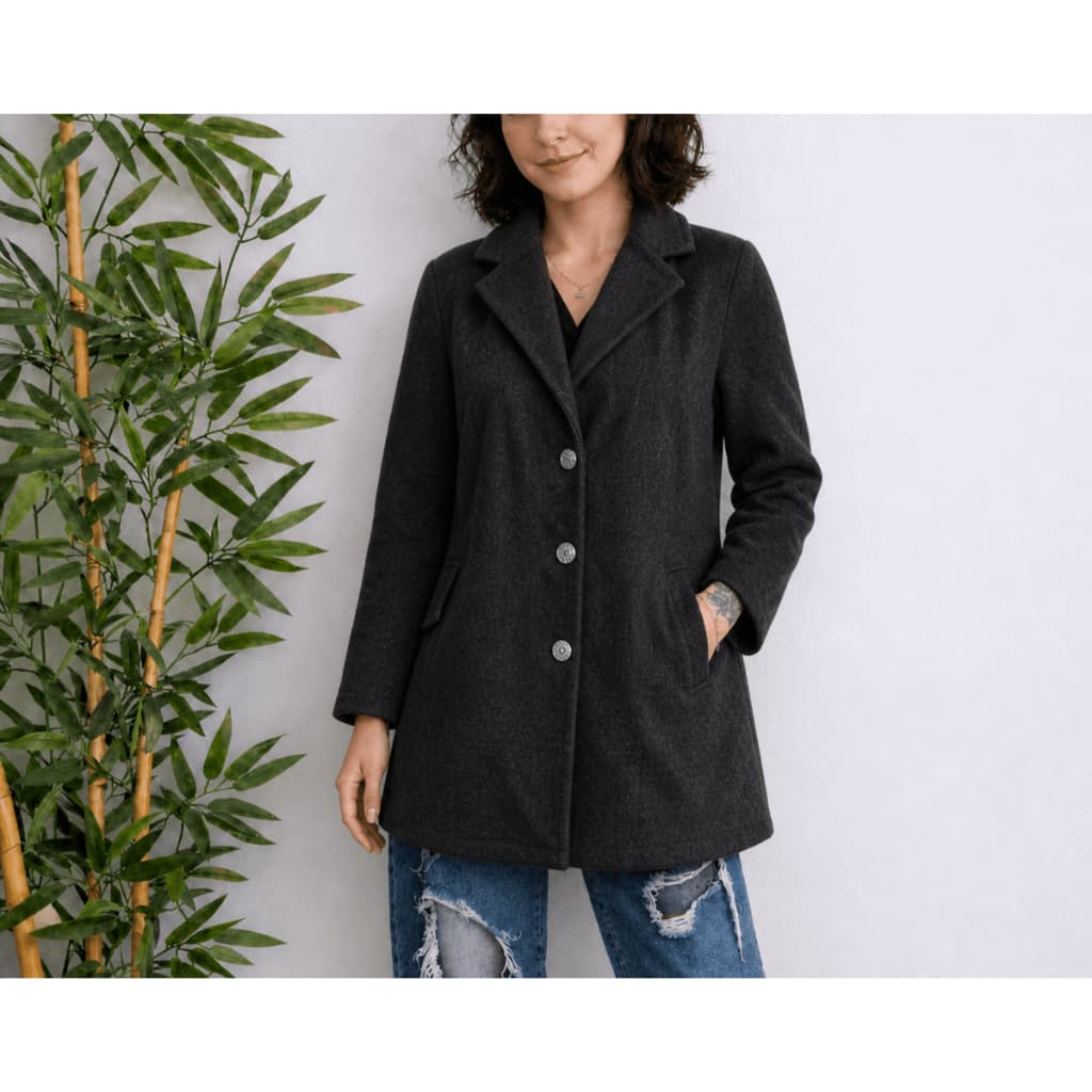 blazer lã batida alongado cinza yessica