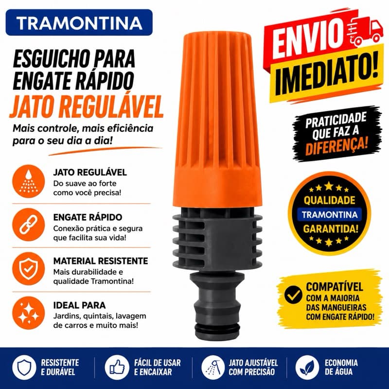 Esguicho Jato Regulavel para Engate Rapido Tramontina