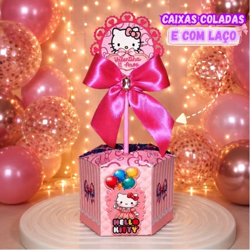 Centro de Mesa Hello Kitty Luxo Personalizado | Festa Infantil Menina
