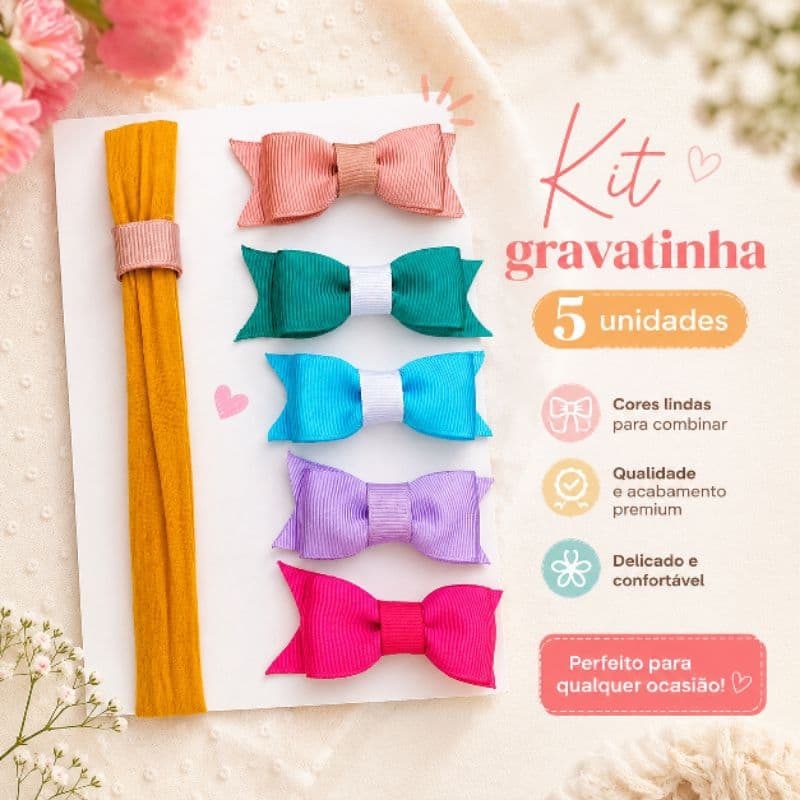 kit RN no Bico de Pato Adaptável a Meia de Seda Slim Laço  Infantil Para Bebê e Criança