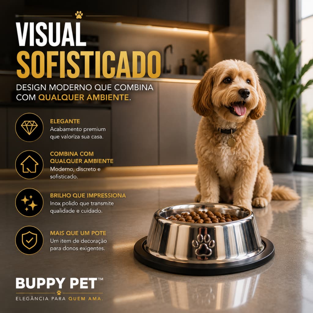 Comedouro Antiderrapante Inox Grande Profundo Facil Limpeza Cachorro Gato