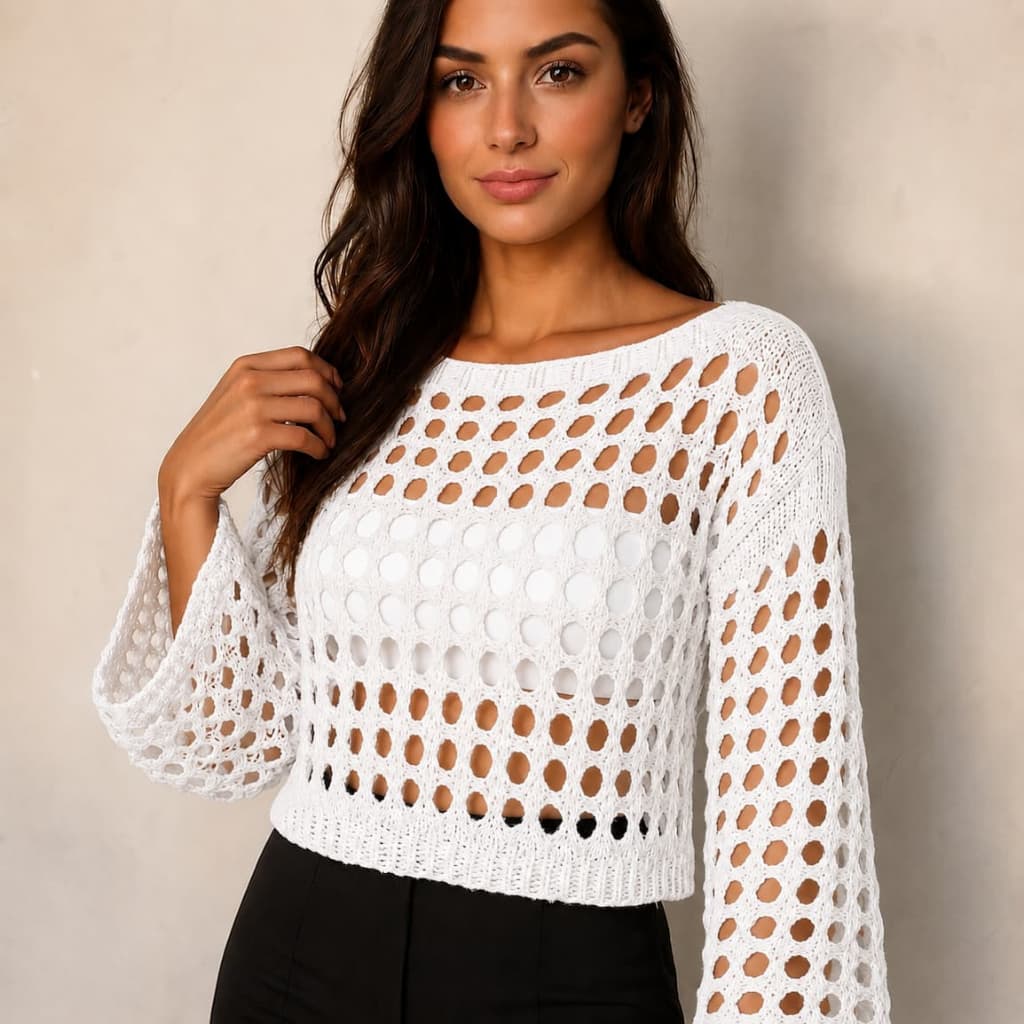 Blusa Manga Longa Cropped Tricô Feminina Inverno Estilo Premium Novidade