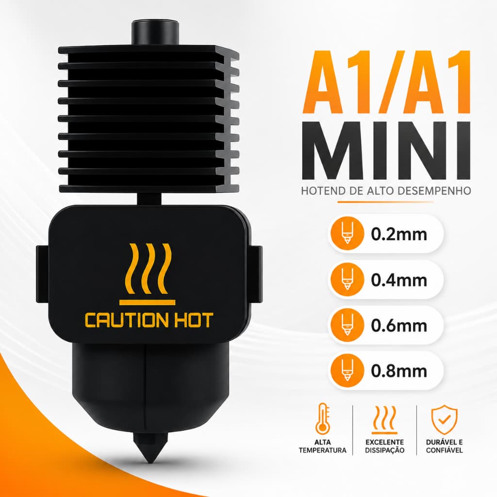 Kit Hotend Completo Para Bambu Lab A1 A1 Mini Bico 0.2 0.4 0.6 0.8mm