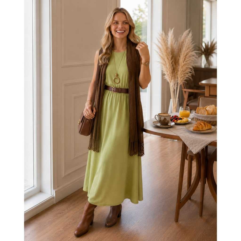 Vestido Feminino longo verão e inverno com bolso  506