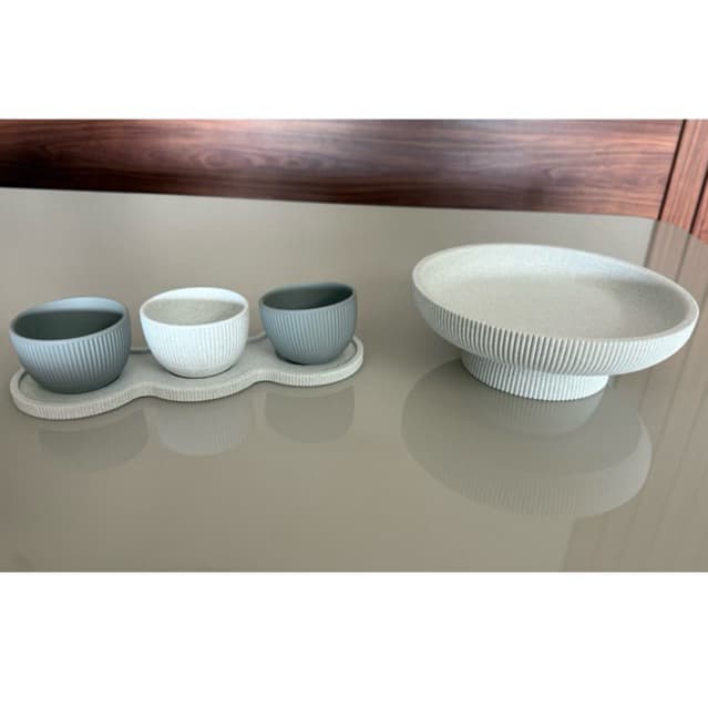 Kit Decorativo Moderno Minimalista cozinha mesa posta – Bandeja + Trio de petisqueira