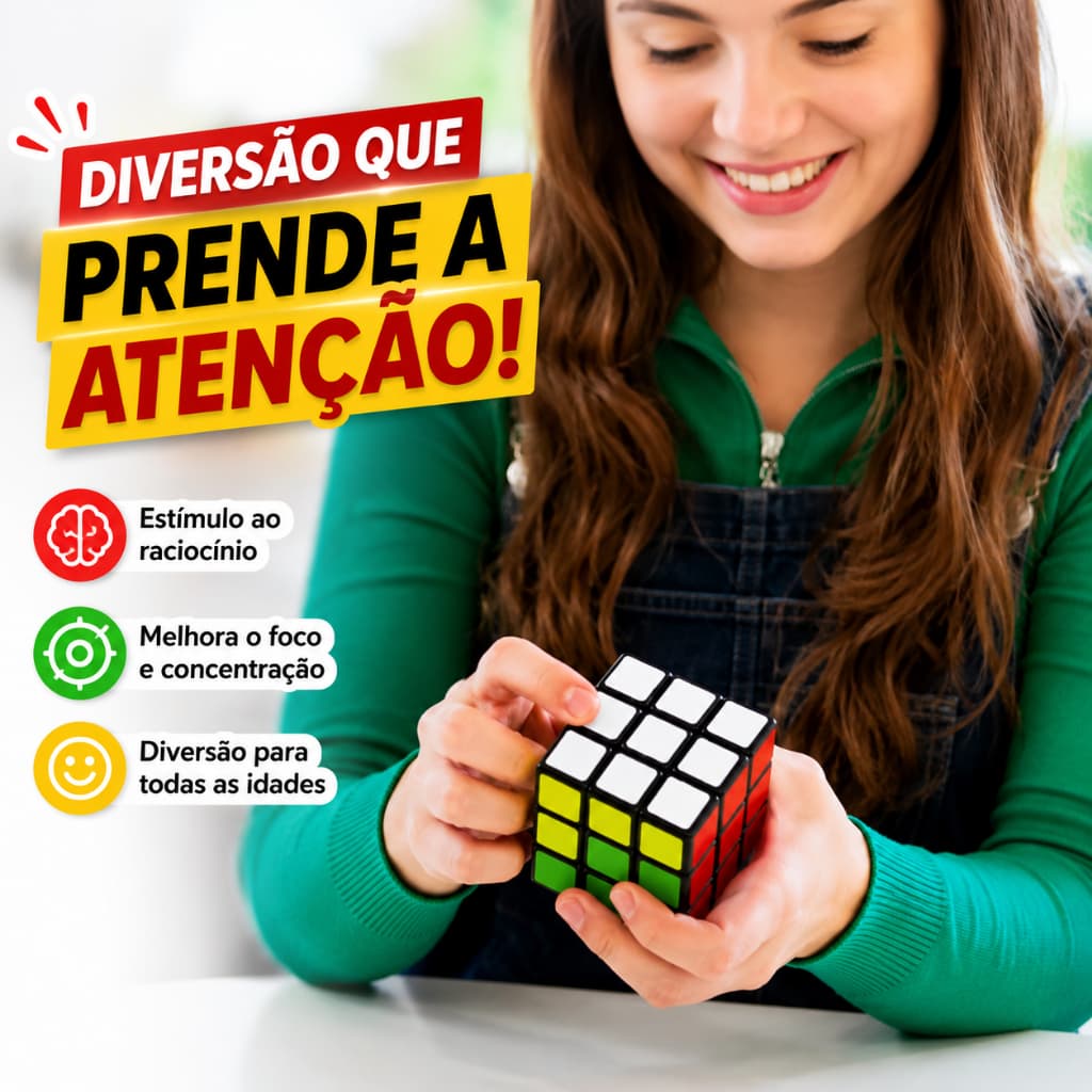 Cubo Mágico 3x3x3 Brinquedo Diversão Quebra-Cabeça Colorido