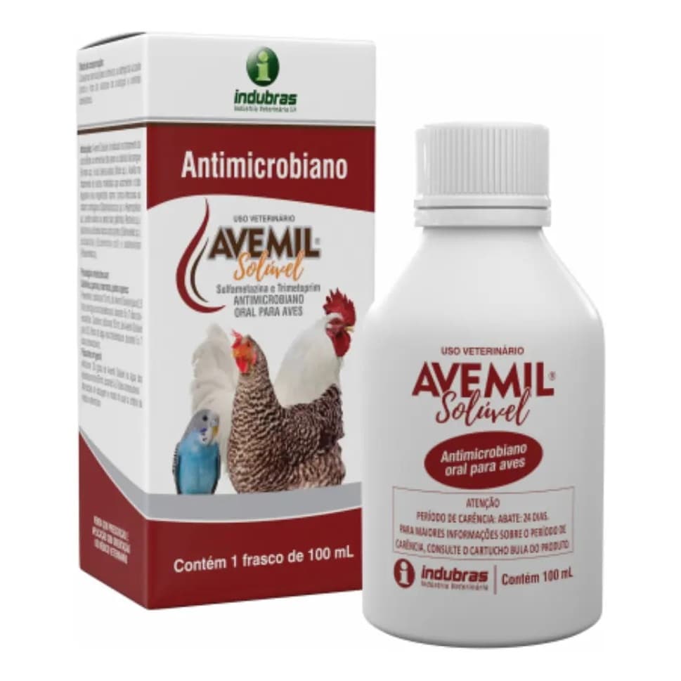 Avemil Antimicrobiano Solúvel 100ml Doenças Em Aves