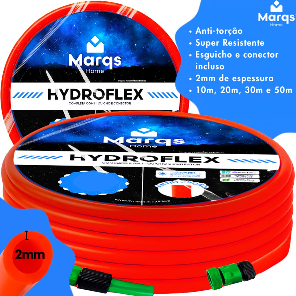 Mangueira Jardim Reforçada Silicone Completa Anti-Torção 1/2' x 2mm Laranja Dupla Camada Resistente