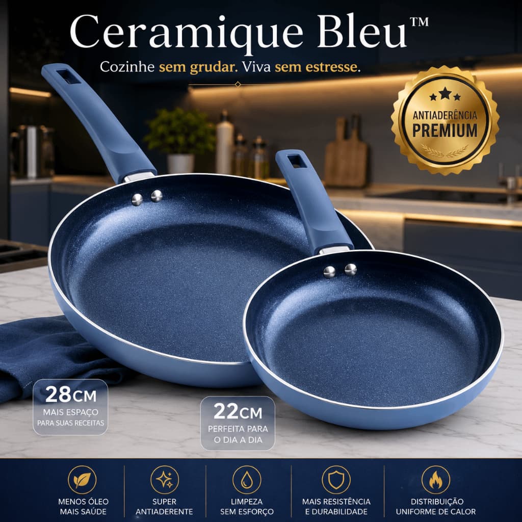 🍳 Frigideira Panela Antiaderente Cerâmica Premium 22cm/28cm Não Gruda Cabo Ergonômico Fácil Limpeza