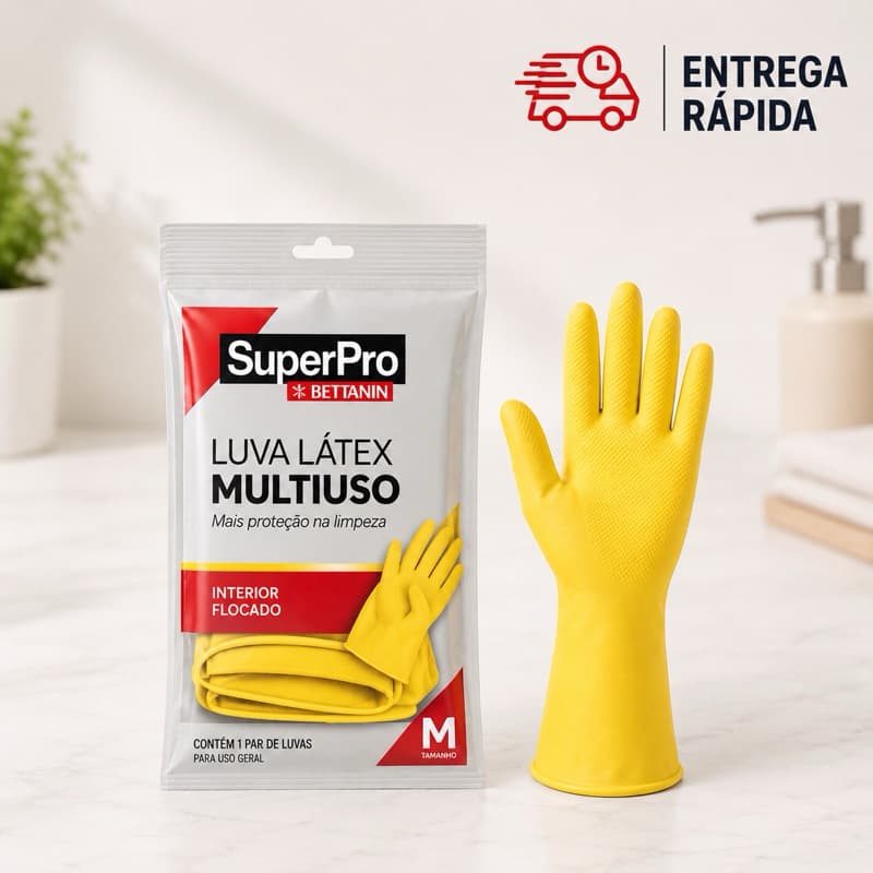 Luva Látex Multiuso SuperPro Bettanin Interior Flocado